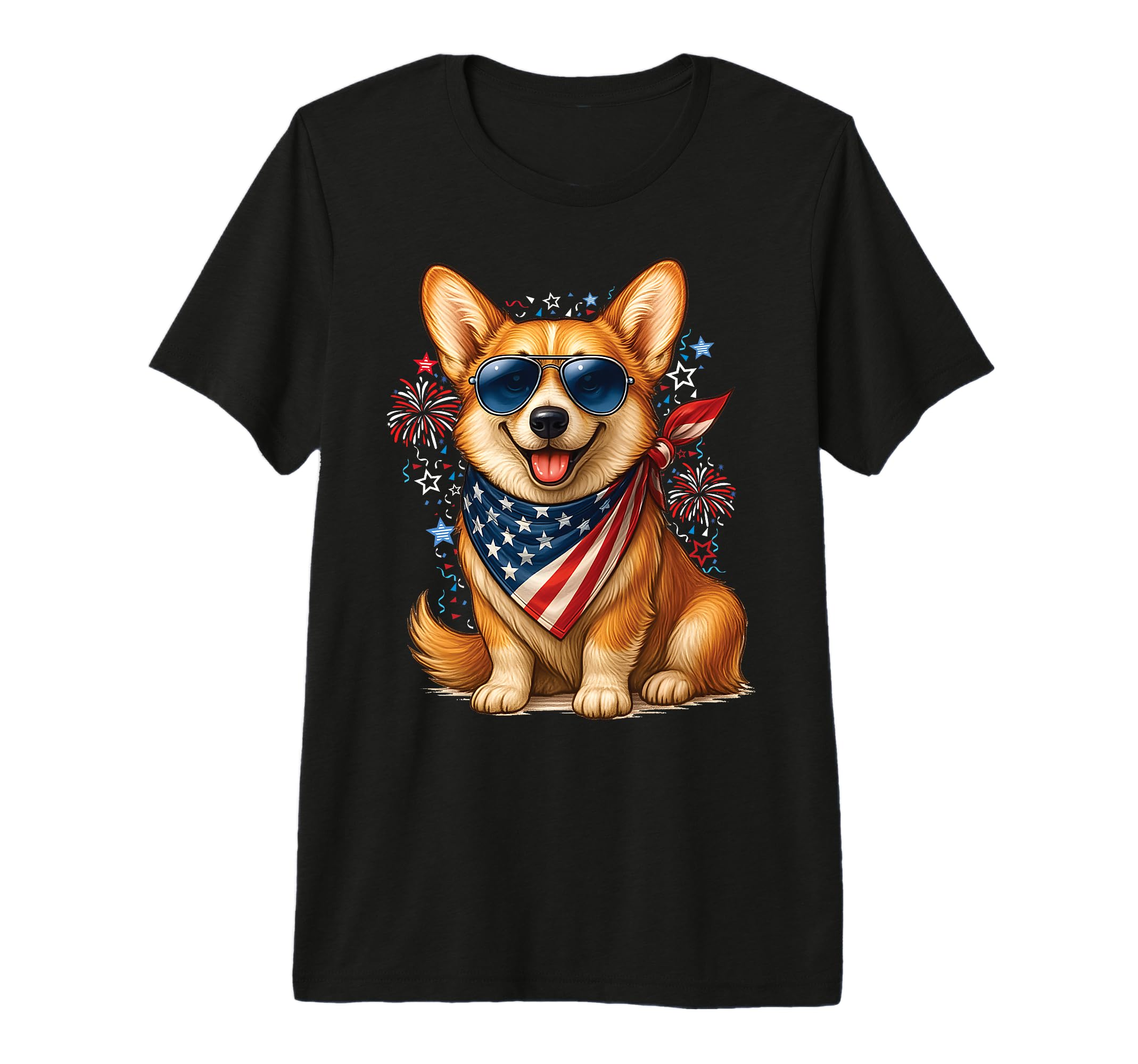 Patriotic Corgi American Flag 4Th July Dog T-Shirt - Unique Graphic Unisex - T-Shirt, Sweatshirt, Hoodie
