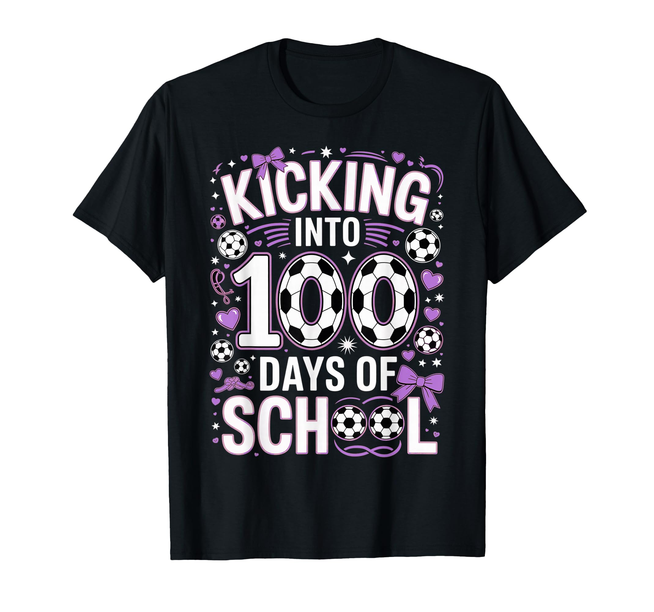 100 Days School Soccer Coquette Bow T-Shirt - Minimalist Print for Adults - T-Shirt, Sweatshirt, Hoodie
