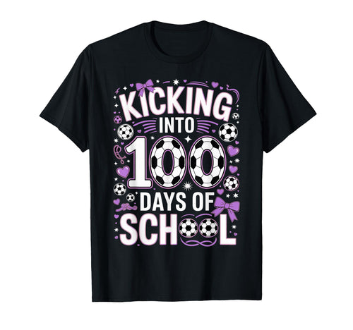 100 Days School Soccer Coquette Bow T-Shirt - Minimalist Print for Adults - T-Shirt, Sweatshirt, Hoodie