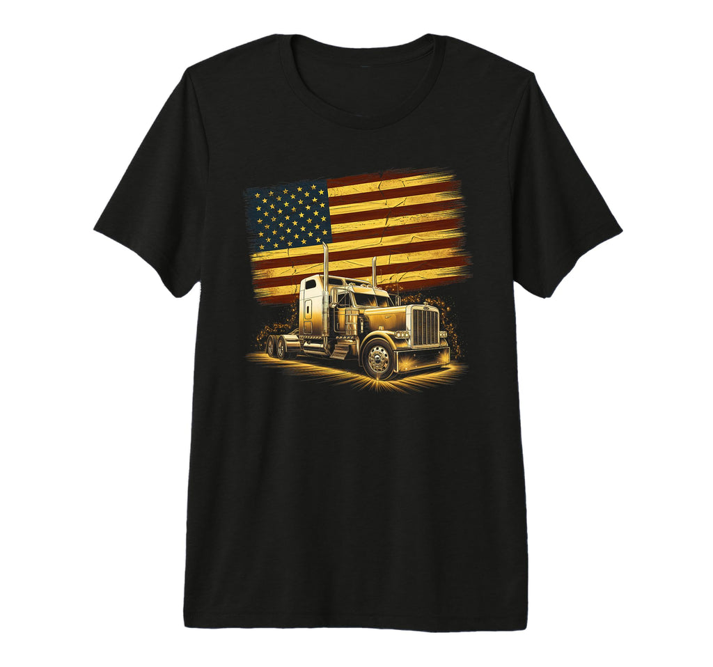 American Flag Trucker Dad Big Rig T-Shirt - Unique Graphic for Adults - T-Shirt, Sweatshirt, Hoodie
