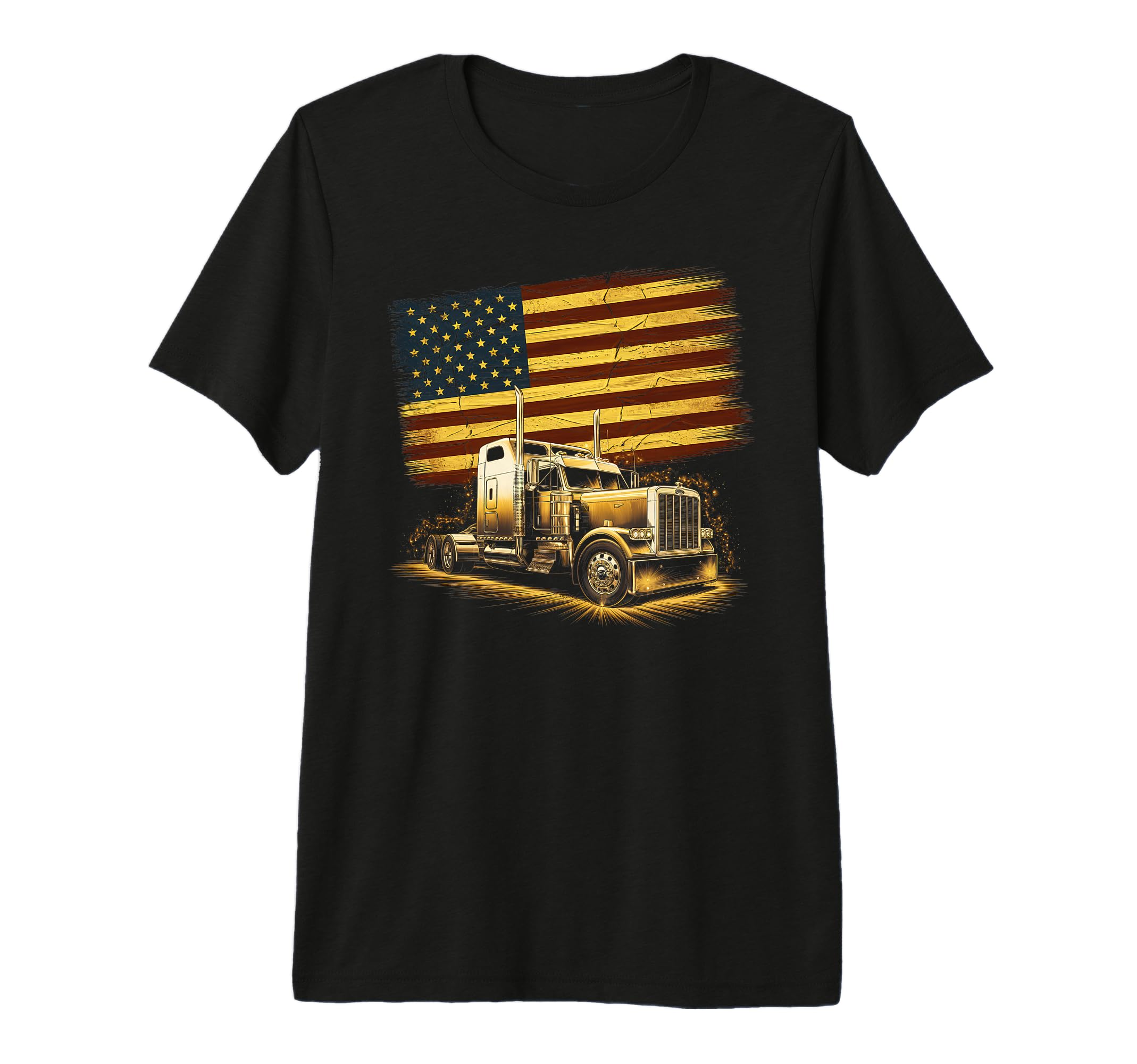 American Flag Trucker Dad Big Rig T-Shirt - Unique Graphic for Adults - T-Shirt, Sweatshirt, Hoodie