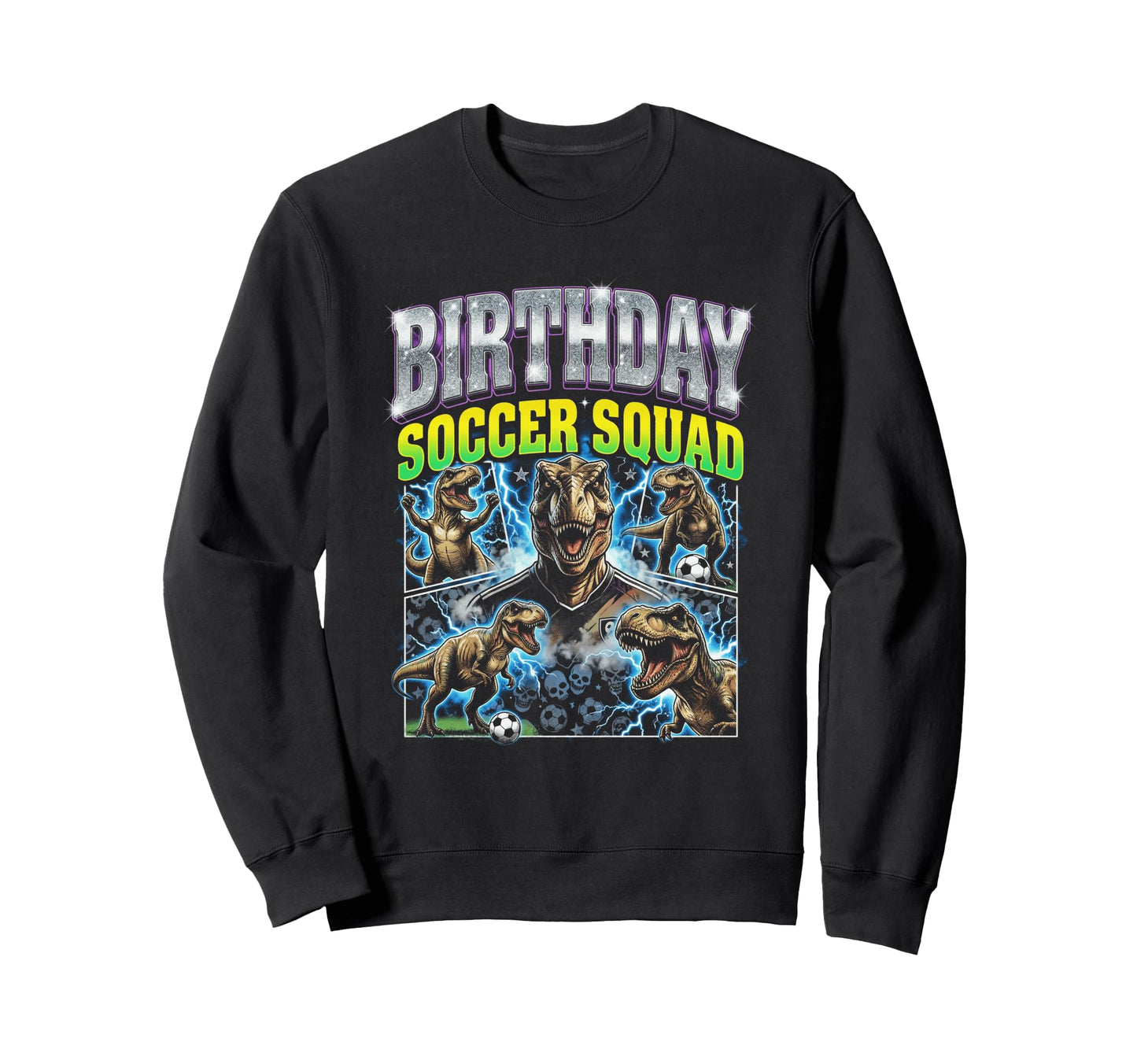 Funny Dinosaur Soccer Squad Player Sweatshirt - Unique Graphic Men Women - T-Shirt, Sweatshirt, Hoodie