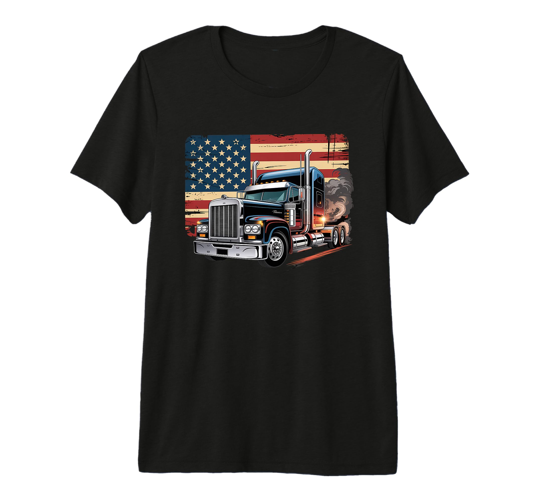American Flag Trucker Dad Big Rig T-Shirt - Custom Art Print Men Women - T-Shirt, Sweatshirt, Hoodie