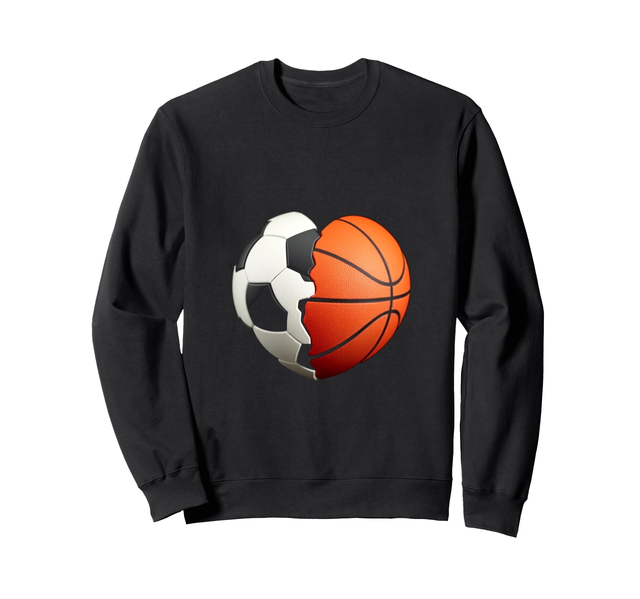 Split Heart Soccer Basketball Sweatshirt - Custom Art Print Unisex - T-Shirt, Sweatshirt, Hoodie