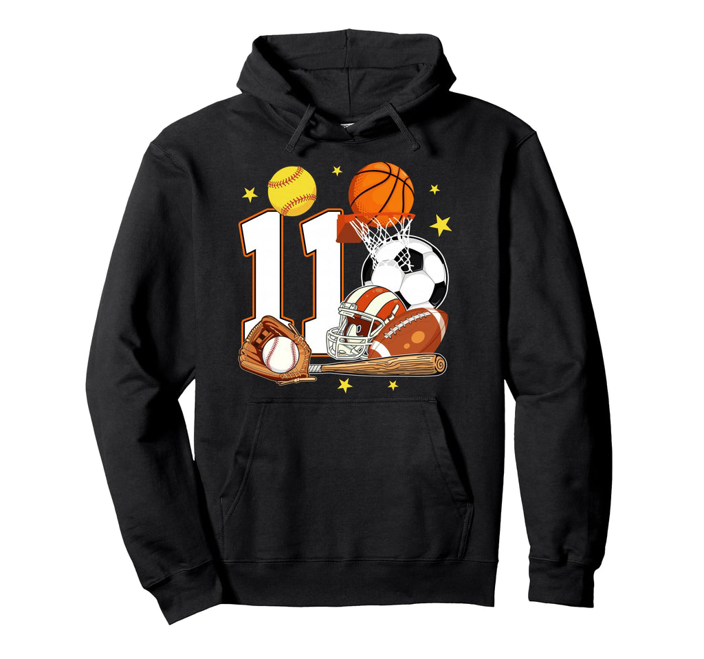 11Th Birthday Sports Birthday Theme 11 Year Hoodie - Graphic Print Unisex - T-Shirt, Sweatshirt, Hoodie