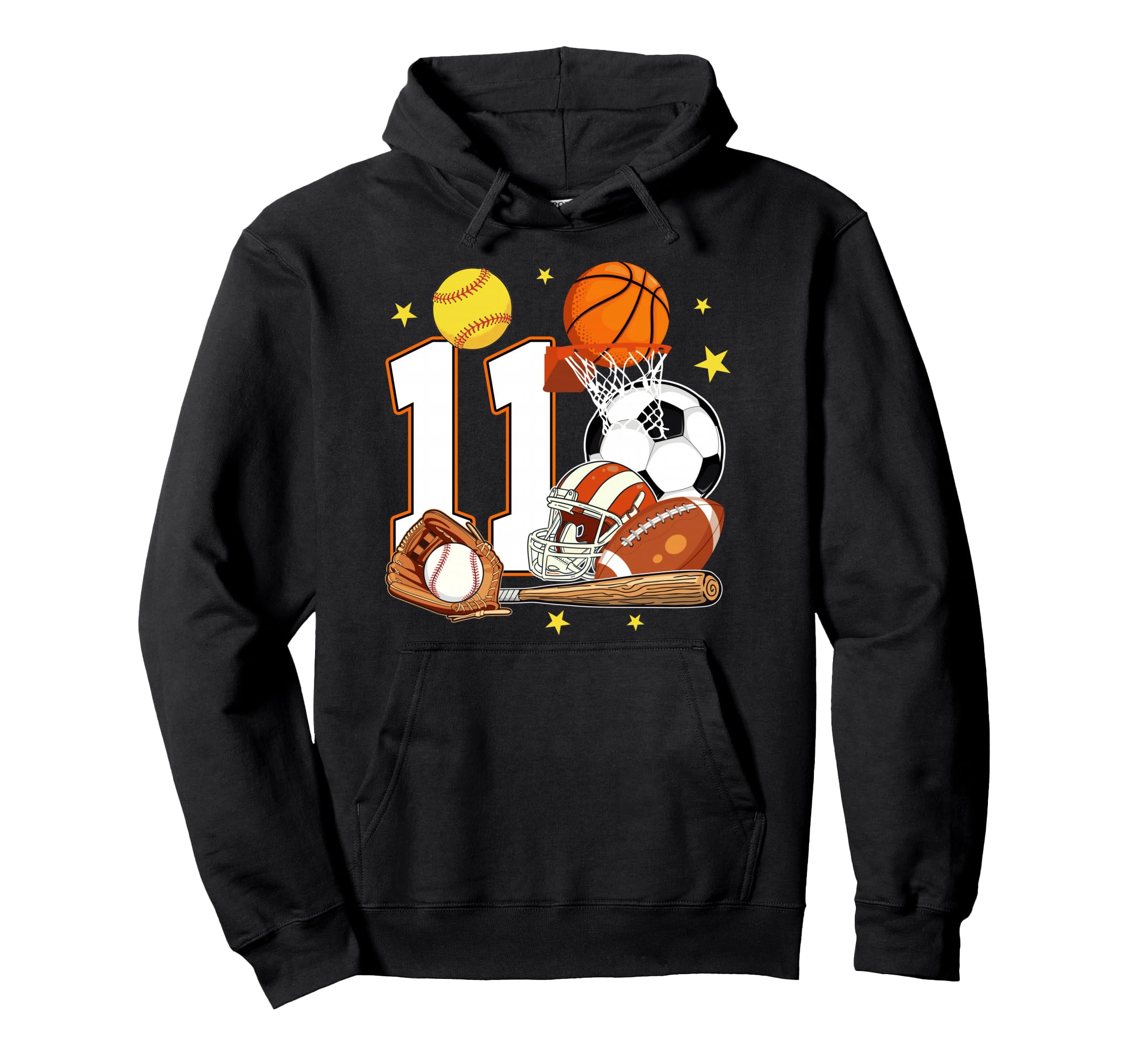 11Th Birthday Sports Birthday Theme 11 Year Hoodie - Graphic Print Unisex - T-Shirt, Sweatshirt, Hoodie
