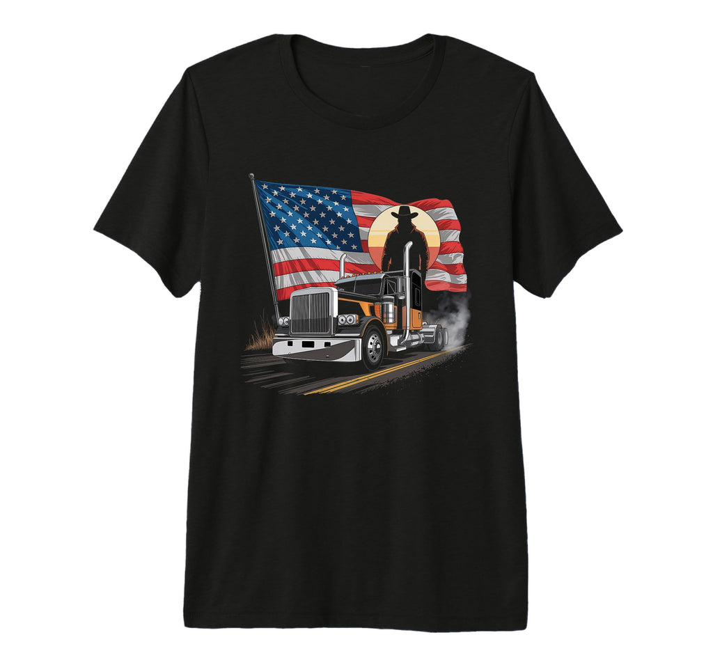 American Flag Trucker Dad Big Rig T-Shirt - Trendy Graphic for Adults - T-Shirt, Sweatshirt, Hoodie