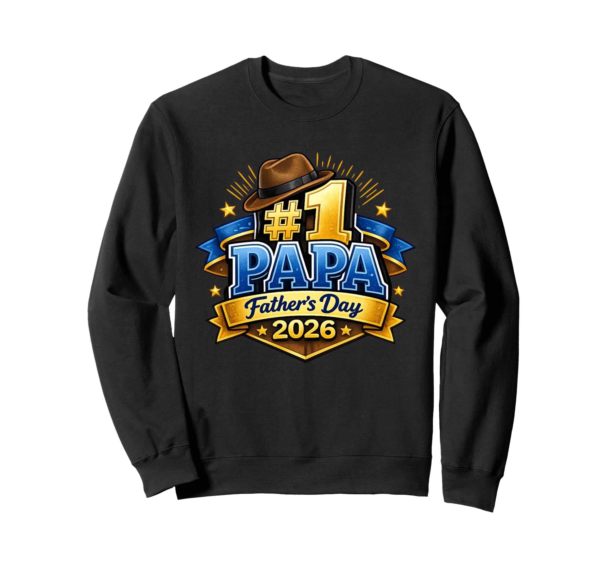 1 Papa Fathers Day 2026 Badge Sweatshirt - Fun Novelty Design for Adults - T-Shirt, Sweatshirt, Hoodie
