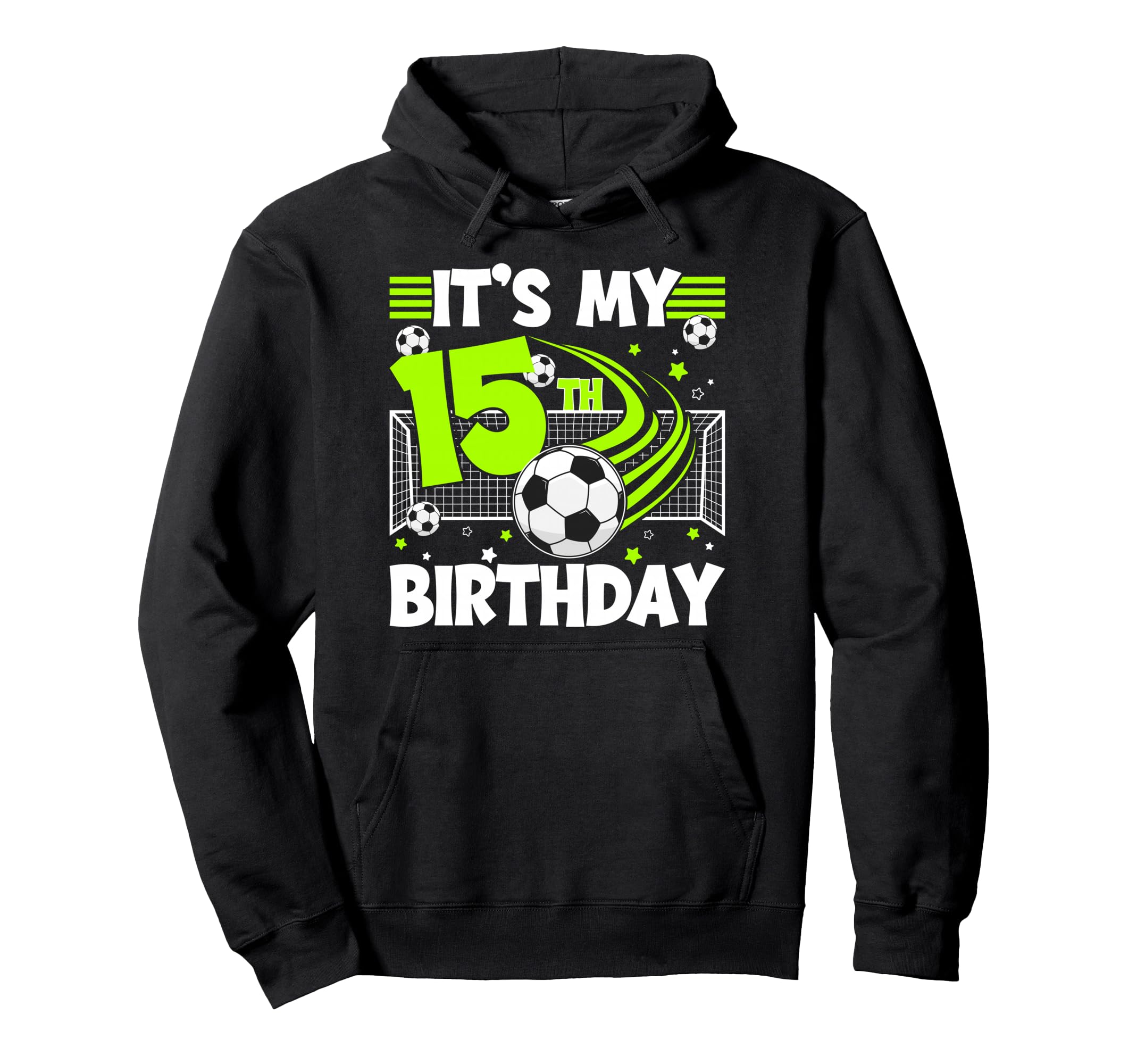 15Th Soccer Birthday Party 15 Year Old Hoodie - Aesthetic Graphic Unisex - T-Shirt, Sweatshirt, Hoodie
