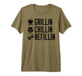 Grillin Chillin Refillin Funny Barbecue Bbq T-Shirt - Graphic Print Unisex - T-Shirt, Sweatshirt, Hoodie