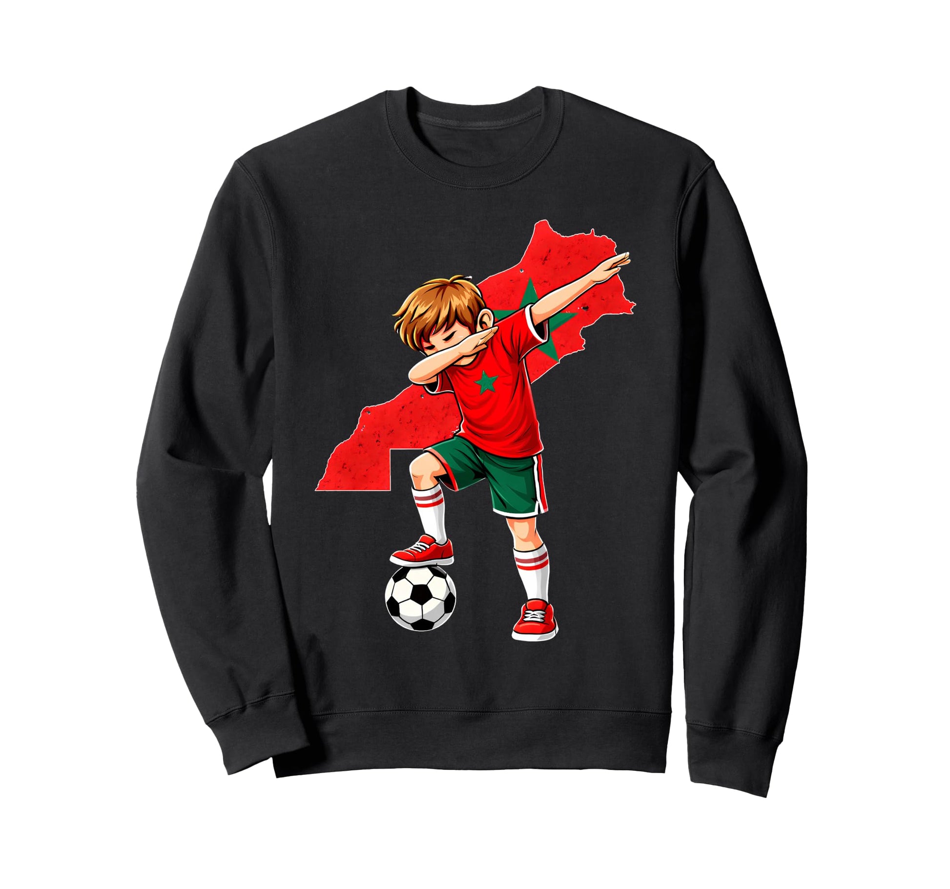 Dabbing Soccer Morocco Jersey Moroccans Sweatshirt - Graphic Print Unisex - T-Shirt, Sweatshirt, Hoodie
