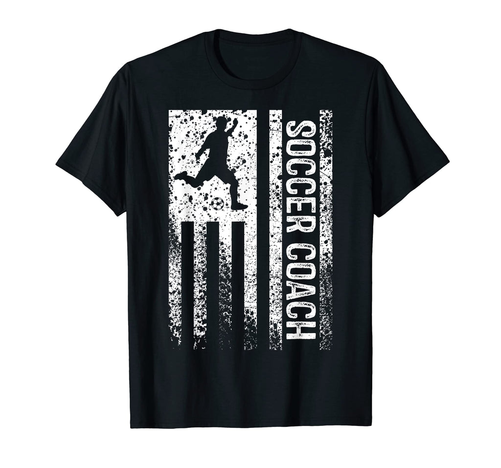 Soccer Coach Distressed American Flag T-Shirt - Graphic Print Men Women - T-Shirt, Sweatshirt, Hoodie