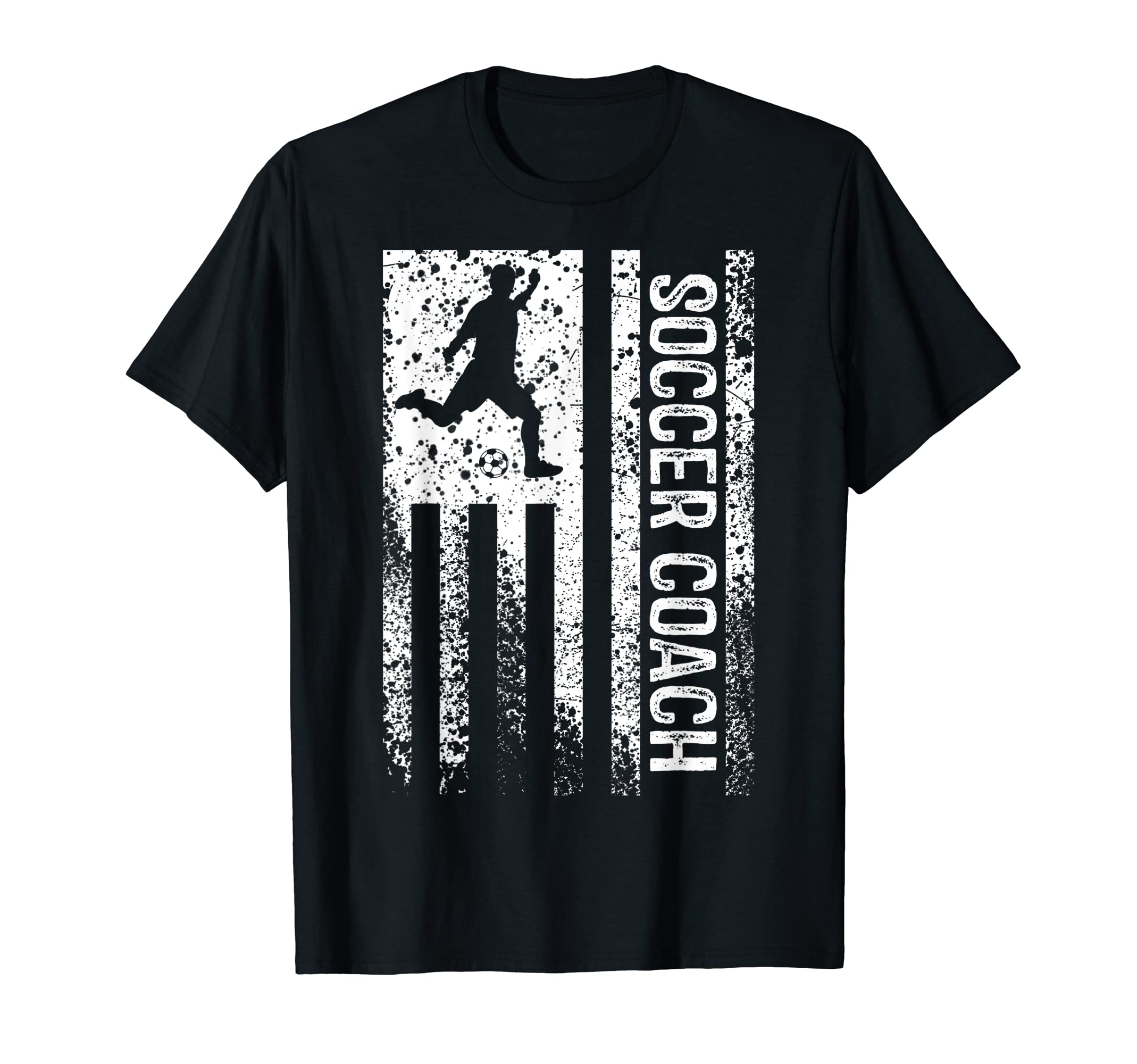 Soccer Coach Distressed American Flag T-Shirt - Graphic Print Men Women - T-Shirt, Sweatshirt, Hoodie