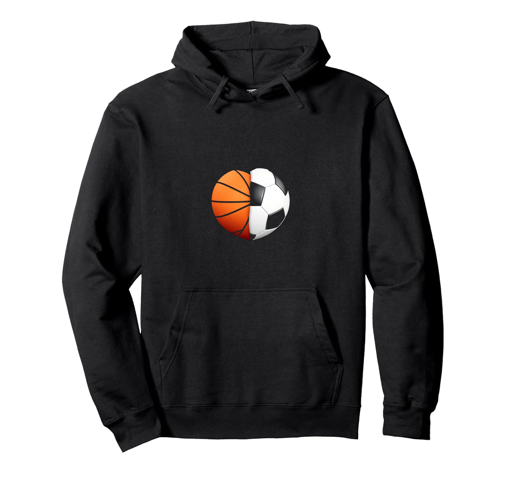 Split Heart Basketball Soccer Hoodie - Trendy Graphic Unisex - T-Shirt, Sweatshirt, Hoodie
