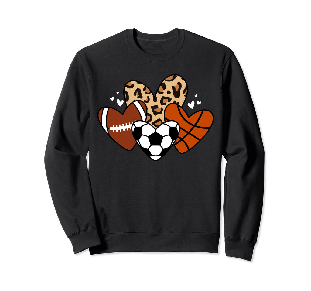 Soccer Football Basketball Heart Sweatshirt - Graphic Print Men Women - T-Shirt, Sweatshirt, Hoodie