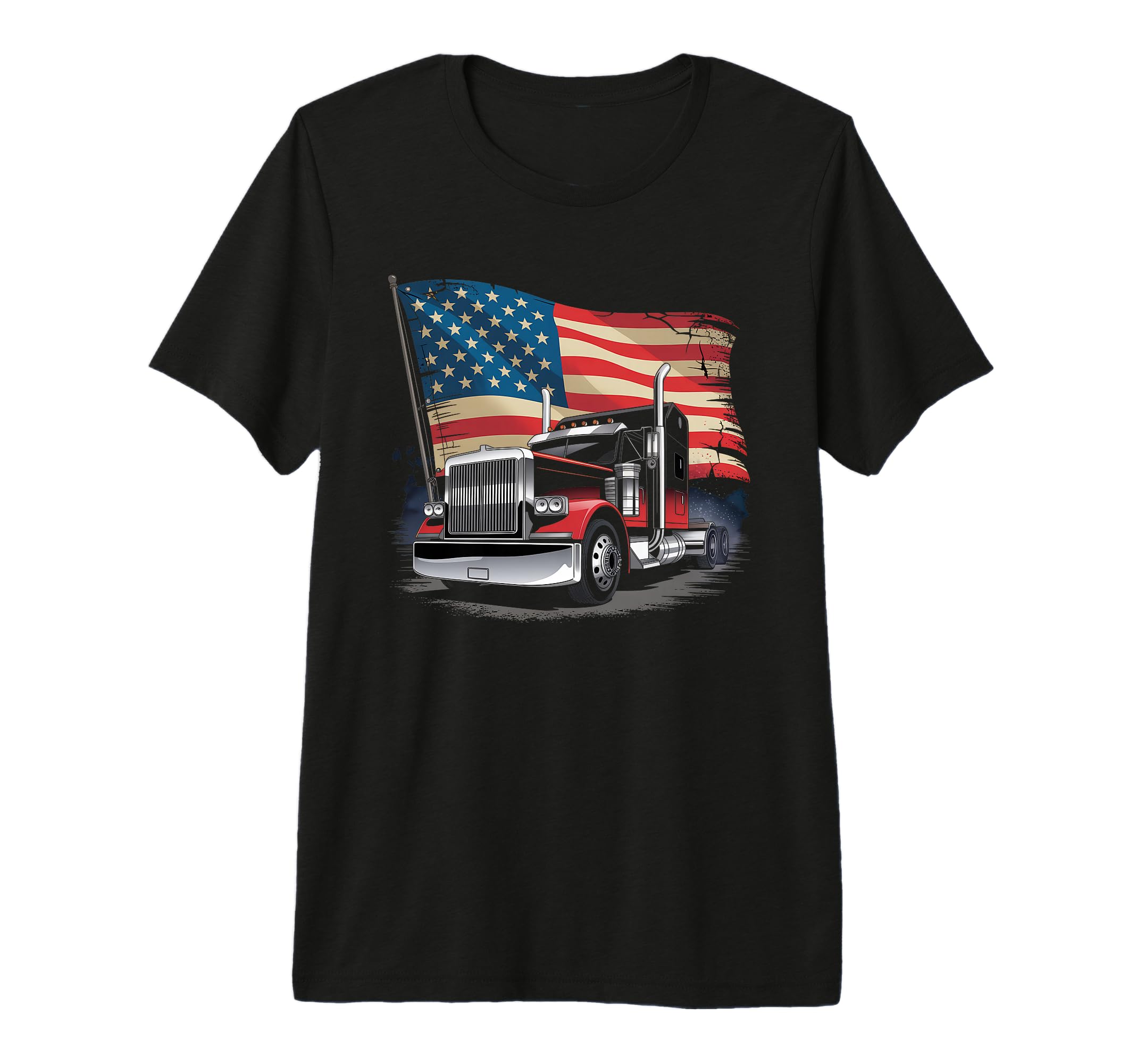 American Flag Trucker Dad Big Rig T-Shirt - Novelty Apparel for Adults - T-Shirt, Sweatshirt, Hoodie