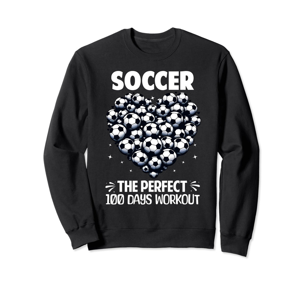 100 Days School Soccer Heart Love Sweatshirt - Trendy Graphic for Adults - T-Shirt, Sweatshirt, Hoodie
