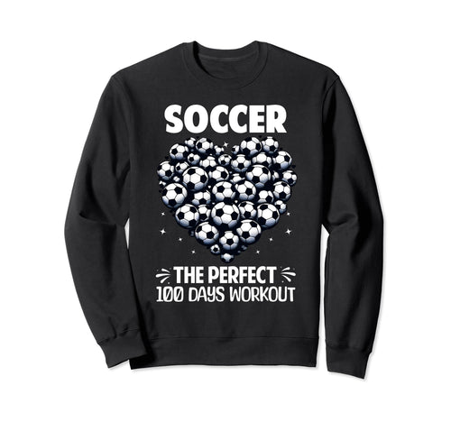 100 Days School Soccer Heart Love Sweatshirt - Trendy Graphic for Adults - T-Shirt, Sweatshirt, Hoodie