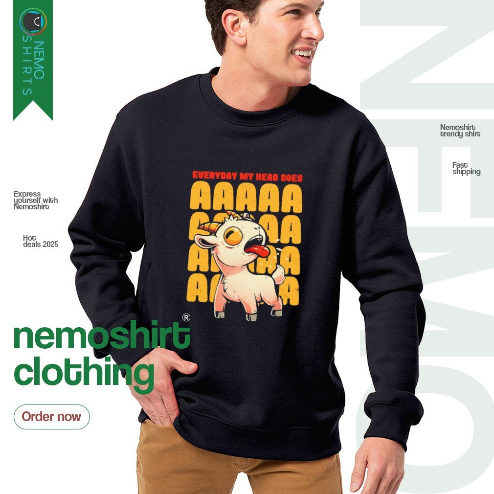 Everyday my head goes aaaa goat - Adult & Kids T-Shirts, Sweatshirts & Hoodies apparel design preview 4