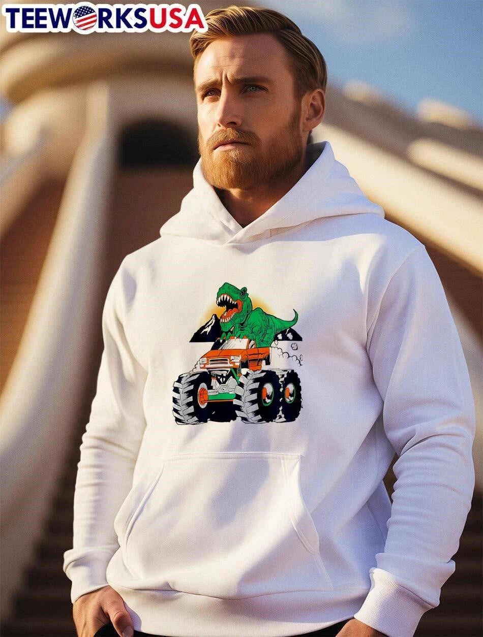 Dino Drive T-Rex Monster Truck - Adult & Kids T-Shirts, Sweatshirts & Hoodies apparel design preview 2