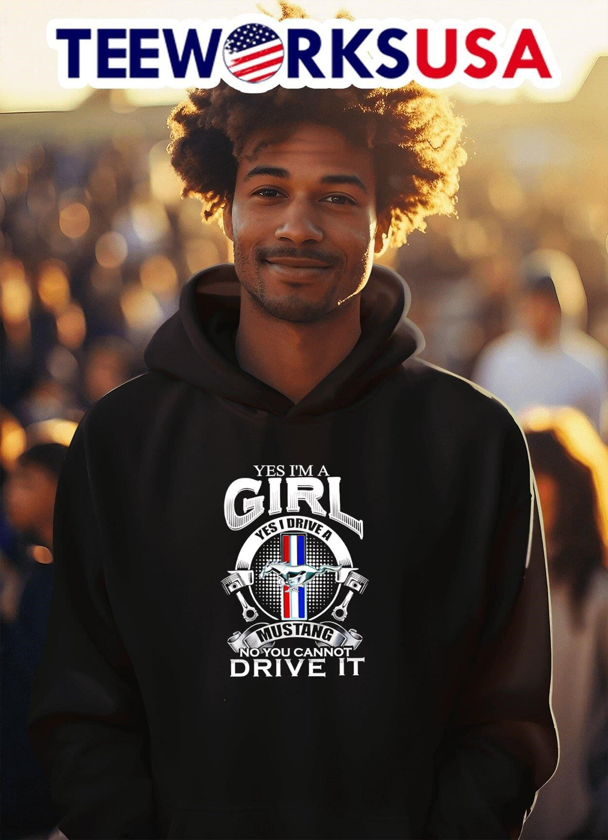 Yes I'm a girl I drive Mustang no you cannot it - Adult & Kids T-Shirts, Sweatshirts & Hoodies apparel design preview 2
