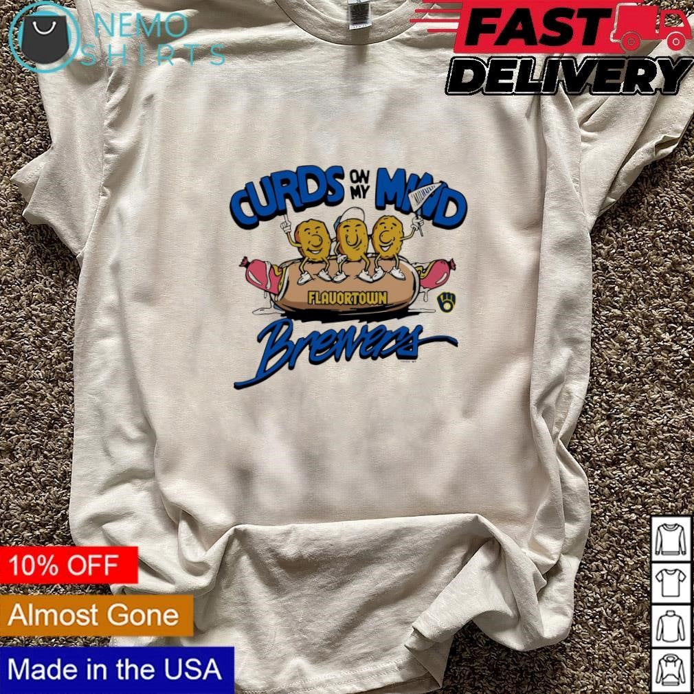 Curds on my mind hotdog Brewers and Flavortown - Adult & Kids T-Shirts, Sweatshirts & Hoodies apparel design preview 3