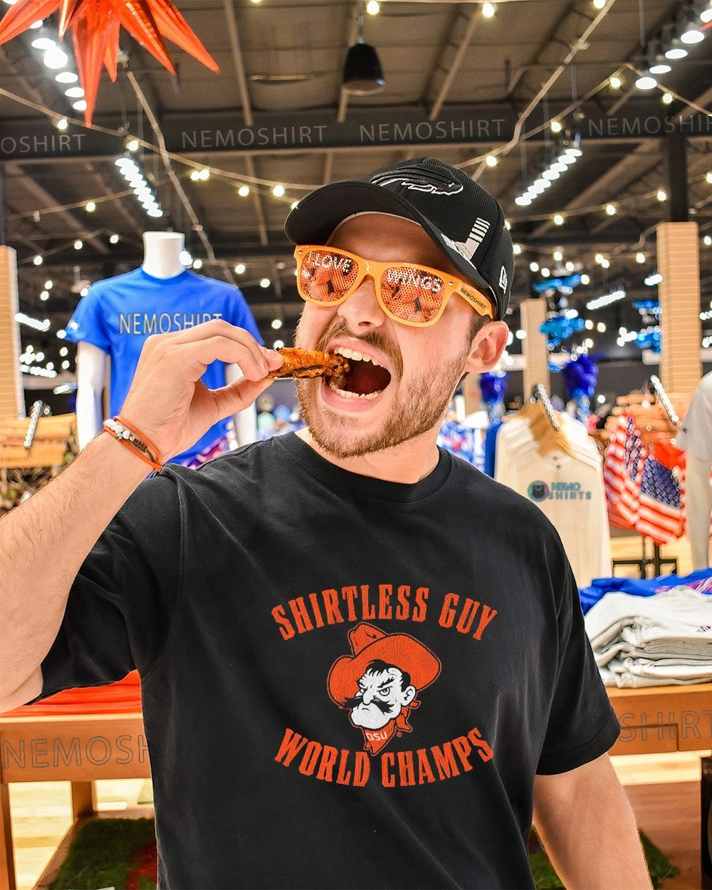 Shirtless guy world champs Oklahoma State Cowboys - Adult & Kids T-Shirts, Sweatshirts & Hoodies apparel design preview 1