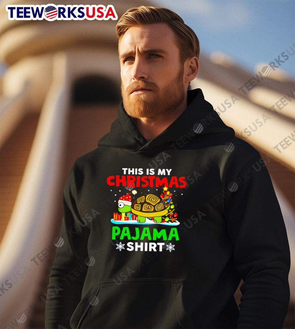 This Is My Christmas Pajama Turtle With Santa Hat - Adult & Kids T-Shirts, Sweatshirts & Hoodies apparel design preview 2
