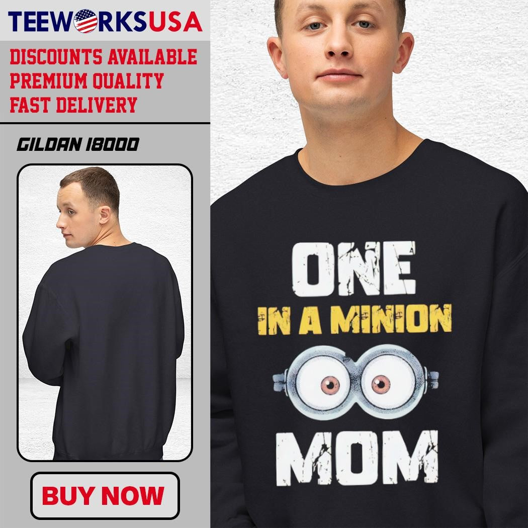 One In A Minion Mom design simple - Adult & Kids T-Shirts, Sweatshirts & Hoodies apparel design preview 3
