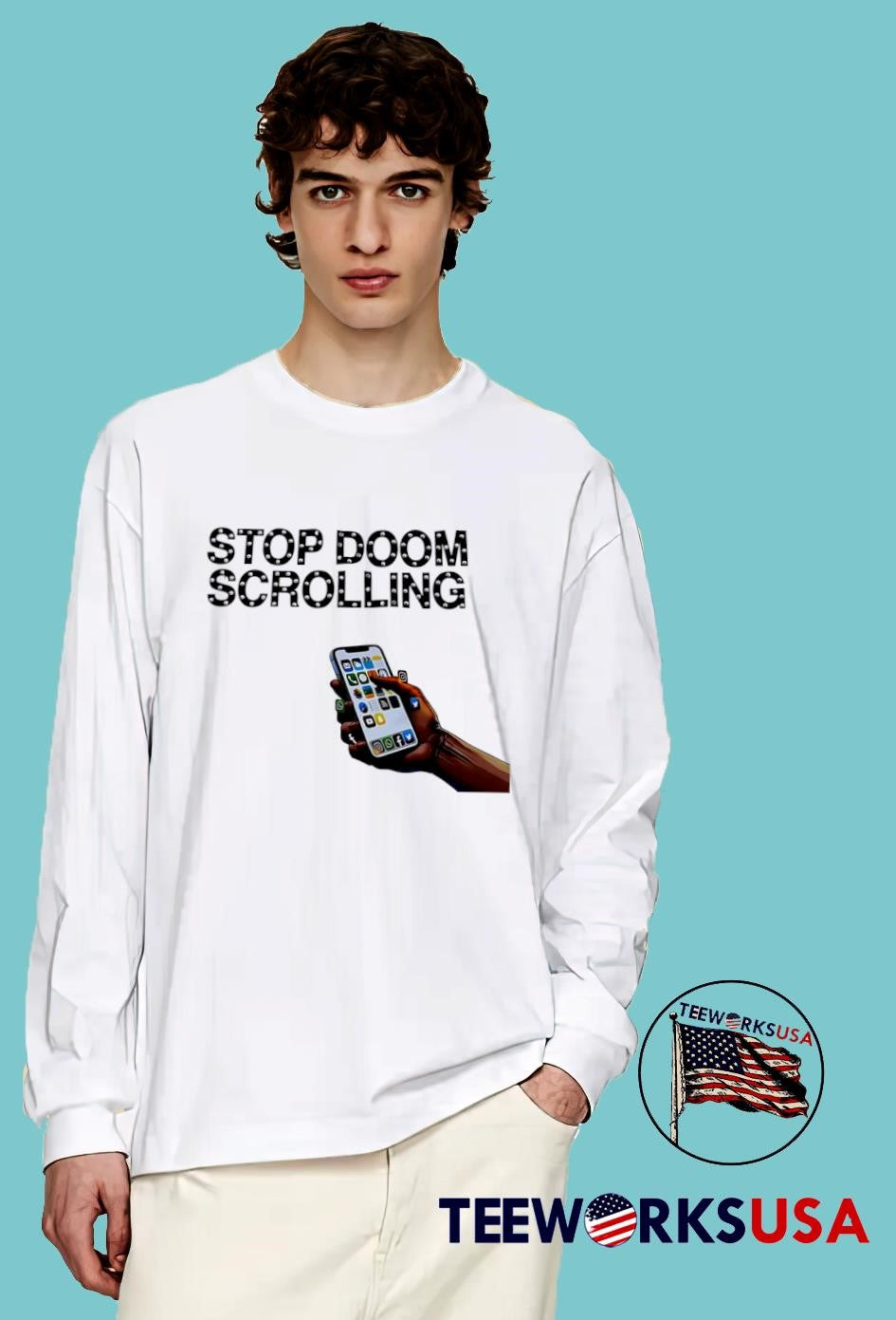 Stop Doom Scrolling cellular phone - Adult & Kids T-Shirts, Sweatshirts & Hoodies apparel design preview 4