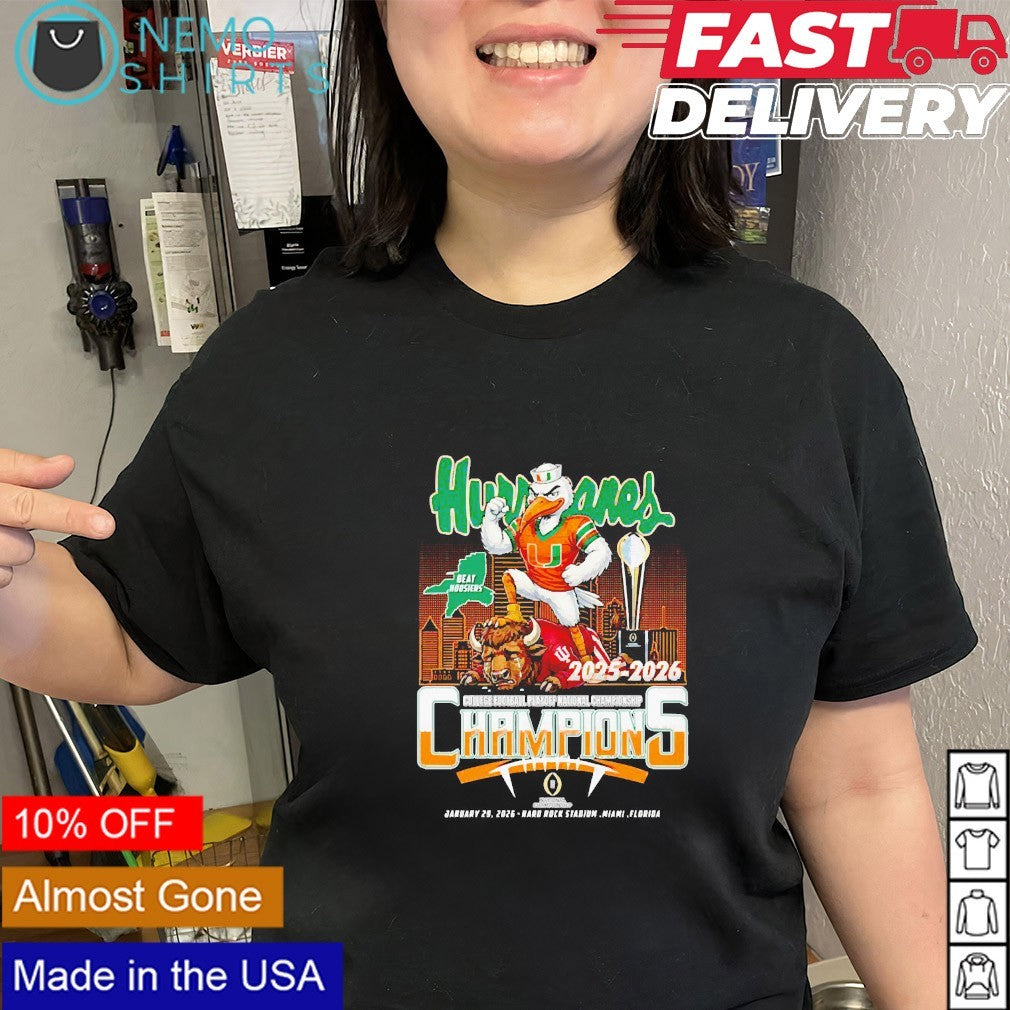 Miami Hurricanes beat Hoosiers 2025 2026 College - Adult & Kids T-Shirts, Sweatshirts & Hoodies apparel design preview 2