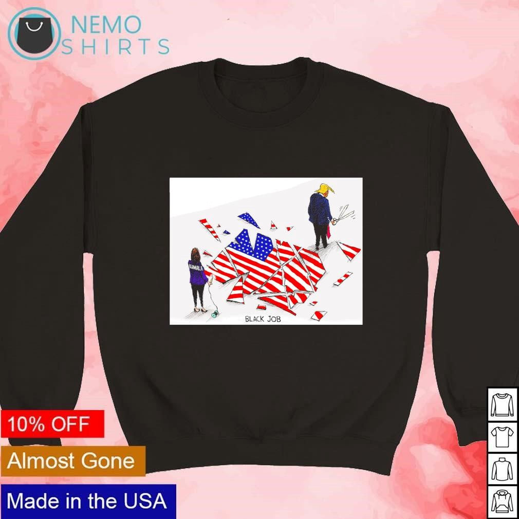 Kamala Harris stitches black job USA flag Trump cut - Adult & Kids T-Shirts, Sweatshirts & Hoodies apparel design preview 3