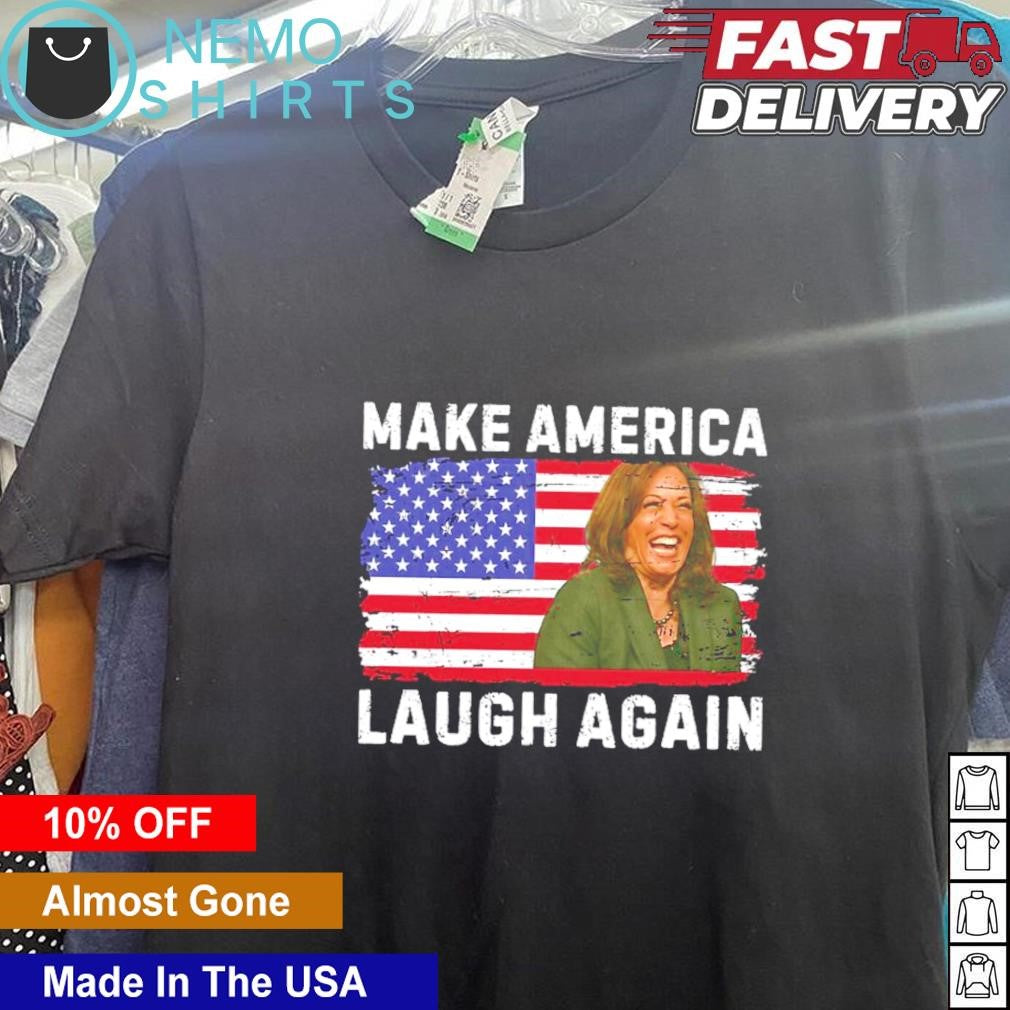 Kamala make America laugh again USA flag - Adult & Kids T-Shirts, Sweatshirts & Hoodies apparel design preview 5