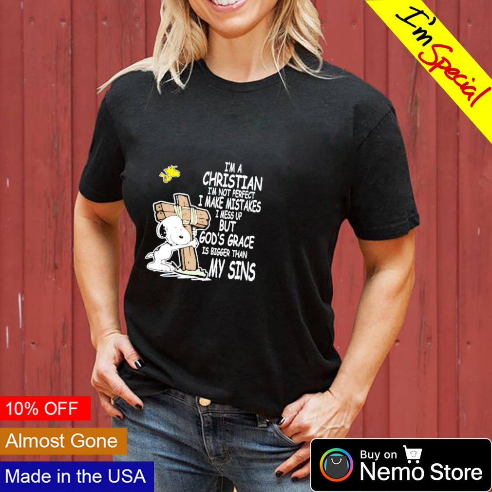 Snoopy I'm a Christian not perfect I make mistakes - Adult & Kids T-Shirts, Sweatshirts & Hoodies apparel design preview 3