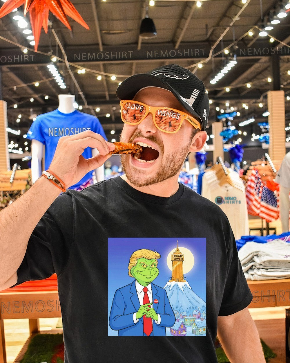 Grinch stole thanksgiving Trump tower - Adult & Kids T-Shirts, Sweatshirts & Hoodies apparel design preview 1
