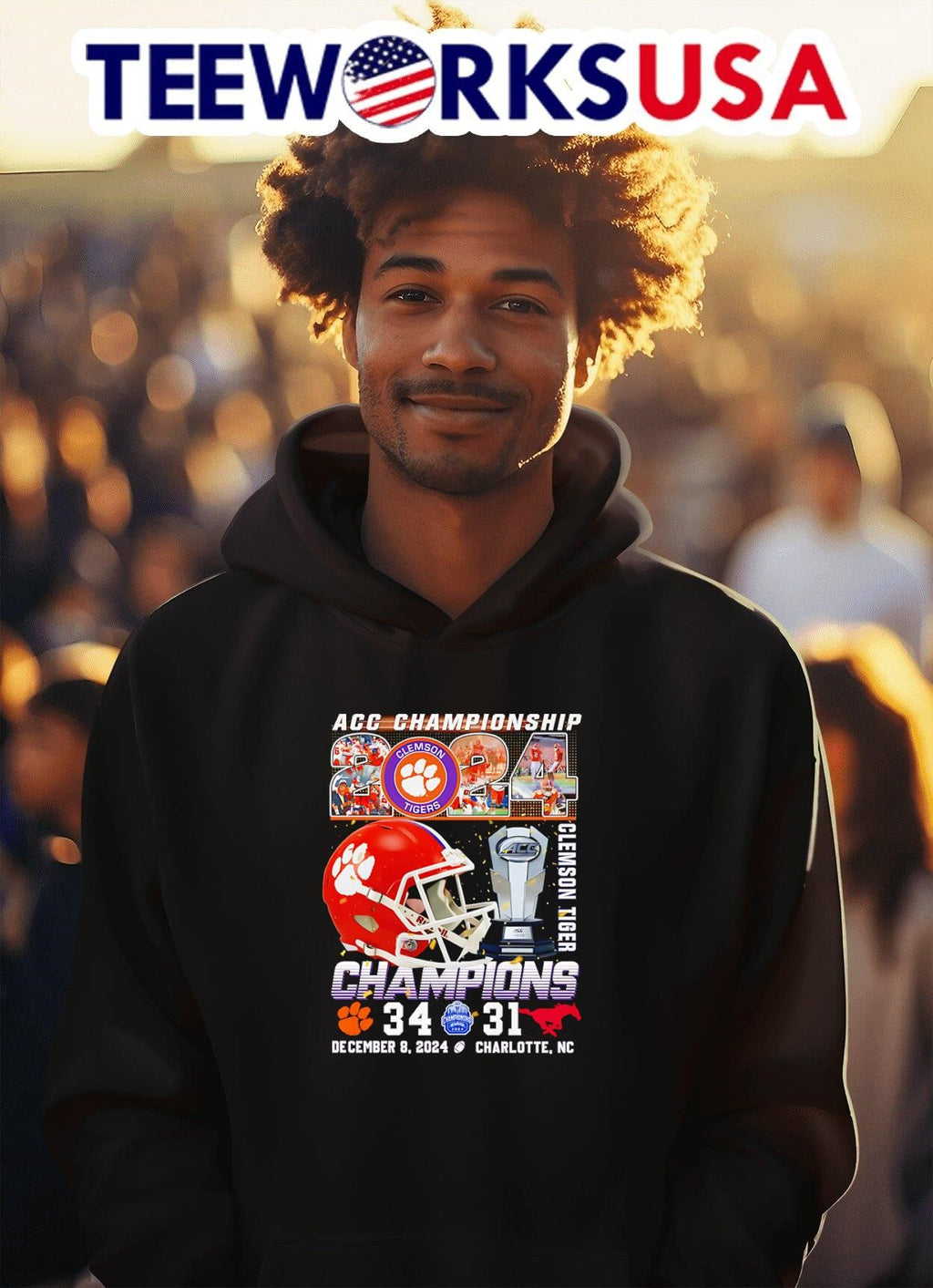 ACC Championship 2024 Clemson Tigers Champions helmet - Adult & Kids T-Shirts, Sweatshirts & Hoodies apparel design preview 2
