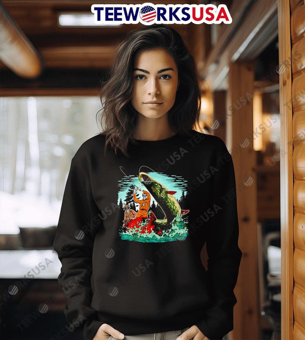 Pike Strike Skeleton - Adult & Kids T-Shirts, Sweatshirts & Hoodies apparel design preview 6
