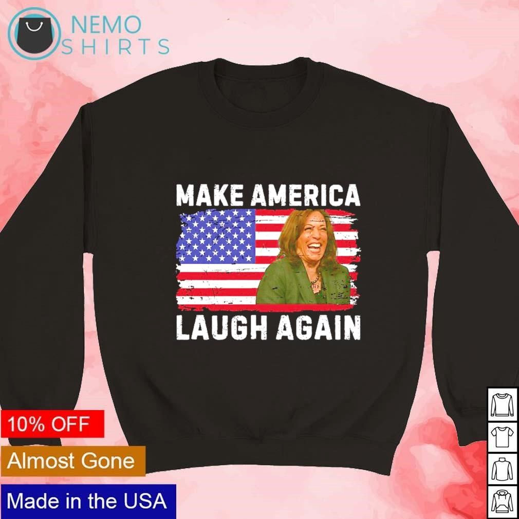 Kamala make America laugh again USA flag - Adult & Kids T-Shirts, Sweatshirts & Hoodies apparel design preview 3