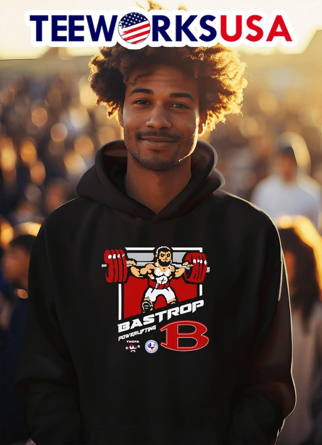 Bastrop powerlifting cartoon - Adult & Kids T-Shirts, Sweatshirts & Hoodies apparel design preview 2