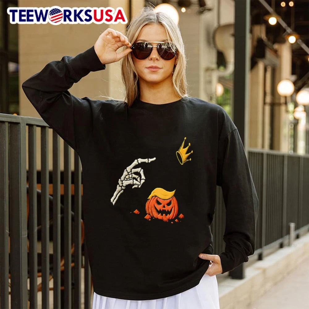 No Kings Skeleton Trump Pumpkin Halloween - Adult & Kids T-Shirts, Sweatshirts & Hoodies apparel design preview 4