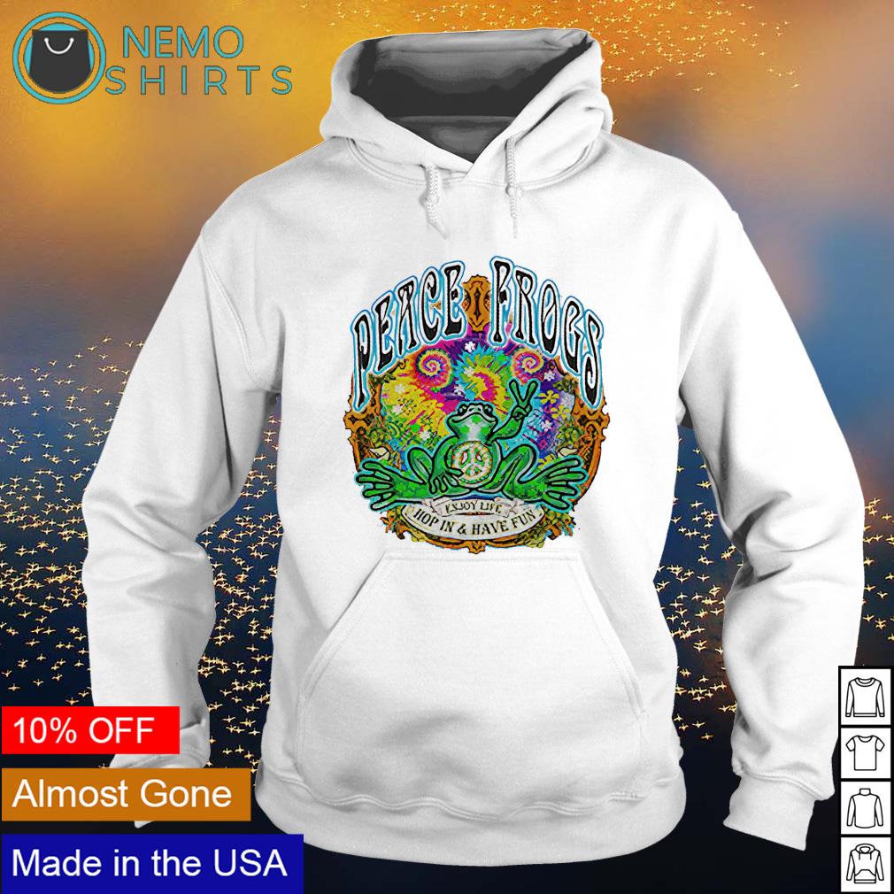 Peace frogs enjoy life hop in and have fun - Adult & Kids T-Shirts, Sweatshirts & Hoodies apparel design preview 2