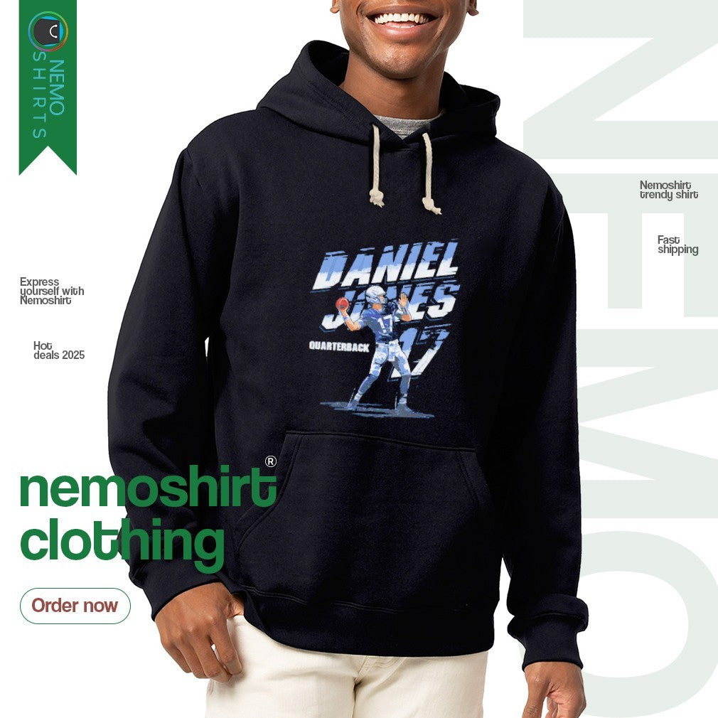 Daniel Jones 17 Indianapolis Colts quarterback name - Adult & Kids T-Shirts, Sweatshirts & Hoodies apparel design preview 2