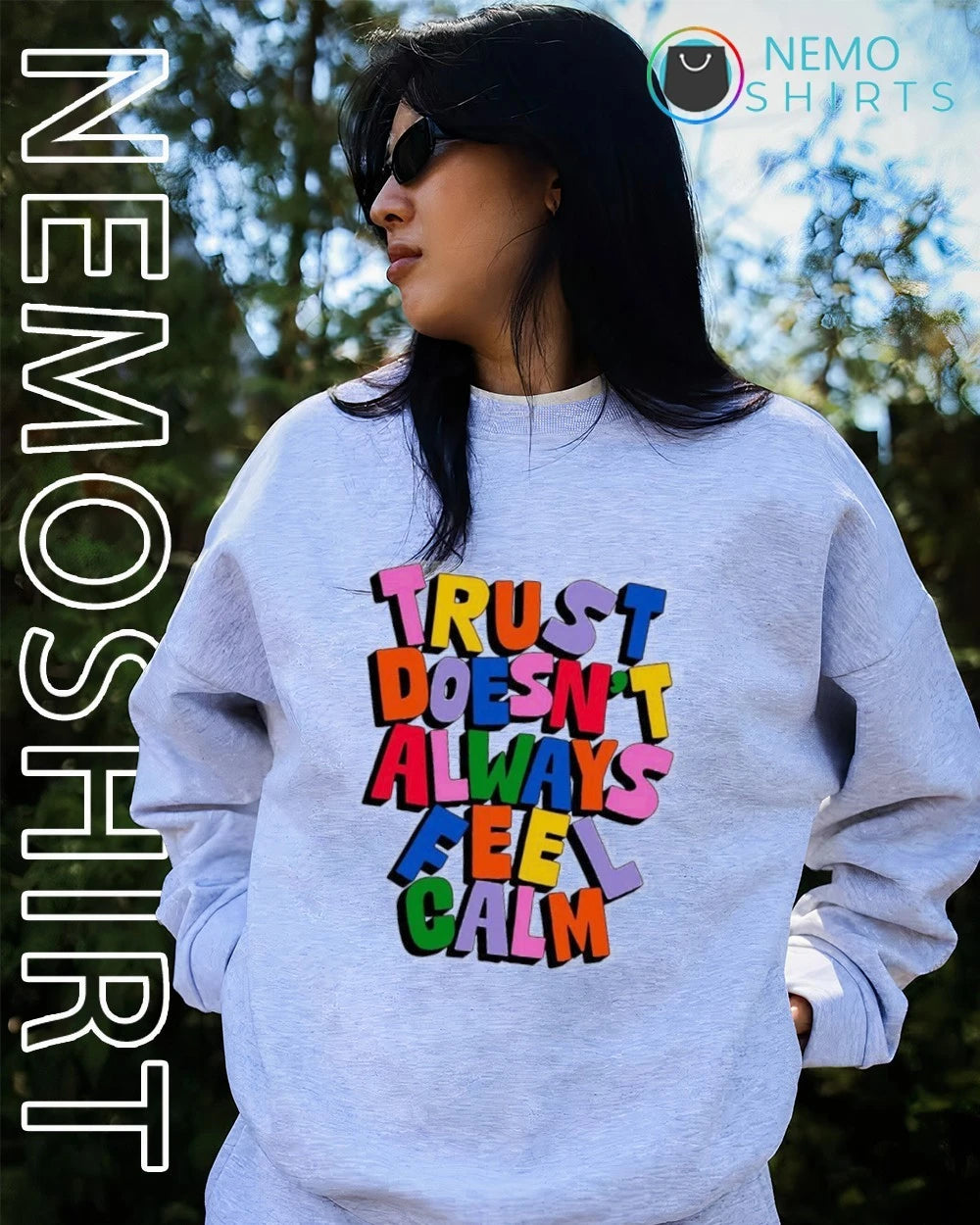 Trust Doesn't Always Feel Calm inspirational quote - Adult & Kids T-Shirts, Sweatshirts & Hoodies apparel design preview 4