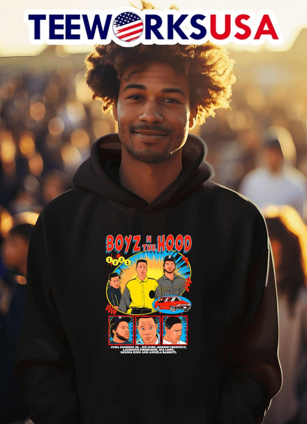 Boyz N the Hood 1991 cartoon - Adult & Kids T-Shirts, Sweatshirts & Hoodies apparel design preview 2