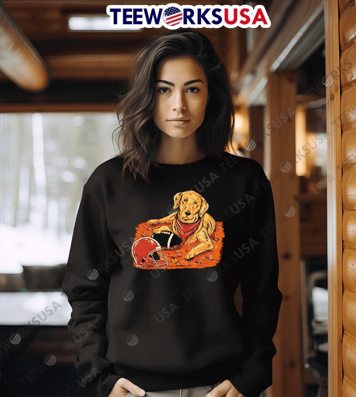 Fall Football Labrador Retriever Maroon Helmet - Adult & Kids T-Shirts, Sweatshirts & Hoodies apparel design preview 6