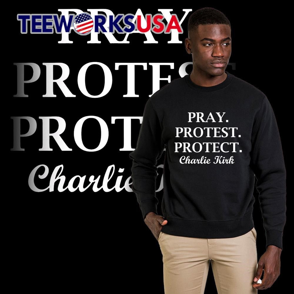 Pray Protest Protect Charlie Kirk - Adult & Kids T-Shirts, Sweatshirts & Hoodies apparel design preview 5