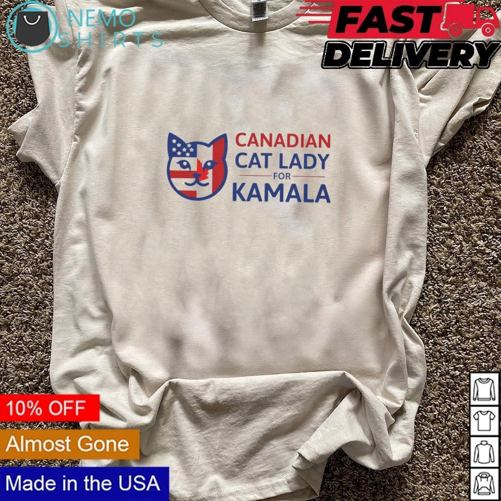 Canadian cat lady for Kamala - Adult & Kids T-Shirts, Sweatshirts & Hoodies apparel design preview 3