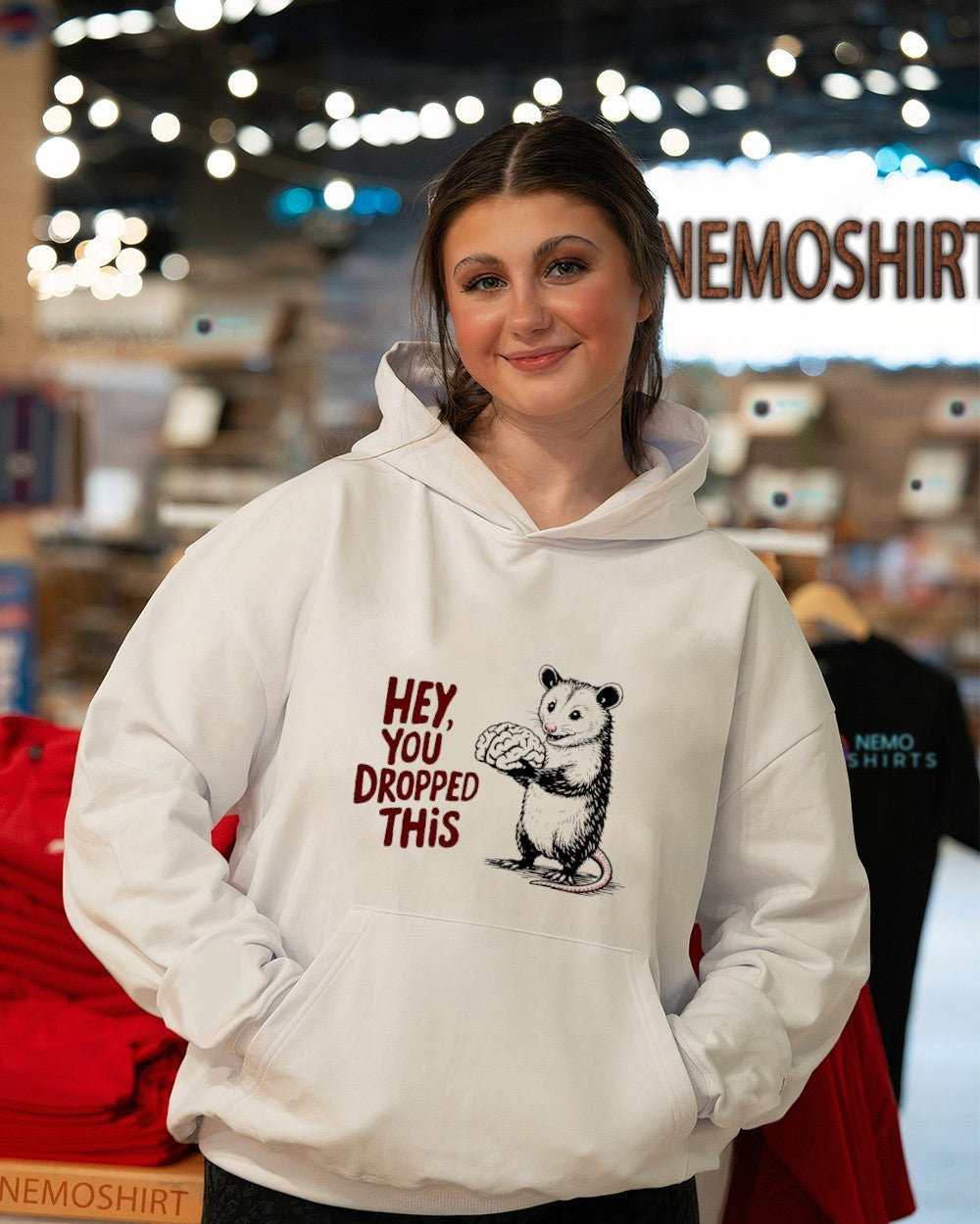 Hey you dropped this possum with brain - Adult & Kids T-Shirts, Sweatshirts & Hoodies apparel design preview 3