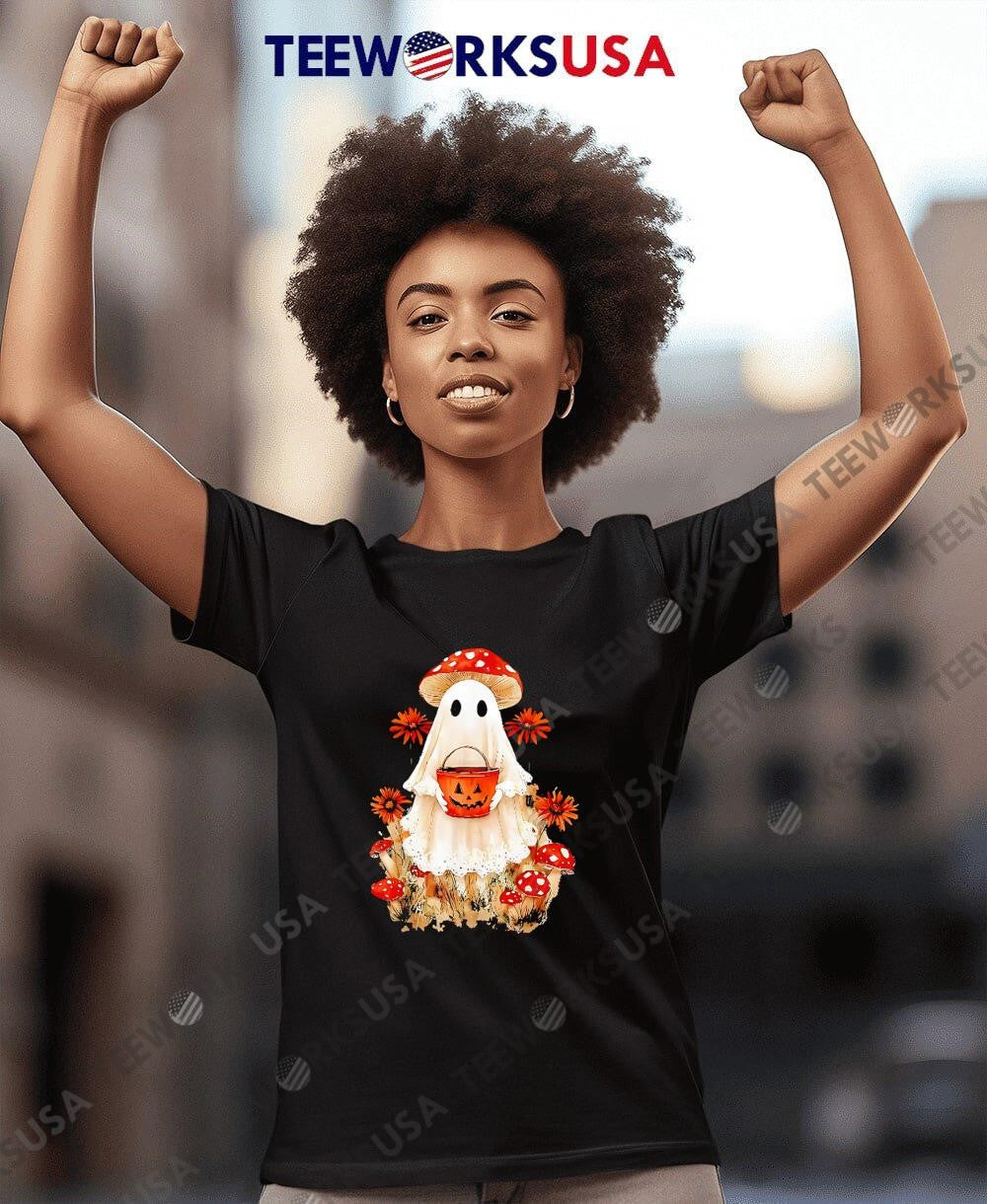 Cute Ghost Pumpkin Floral Fall Halloween - Adult & Kids T-Shirts, Sweatshirts & Hoodies apparel design preview 4