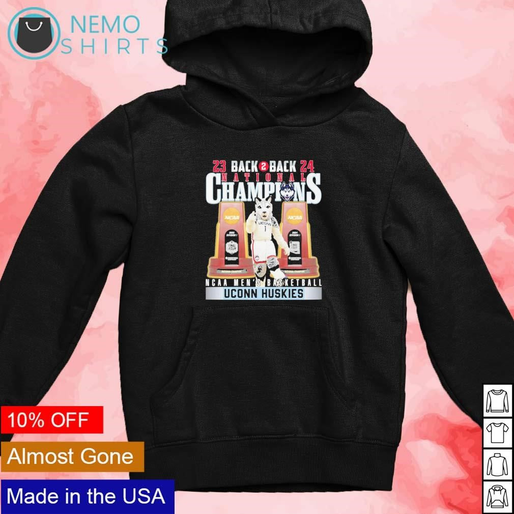 Uconn Huskies 23 24 back 2 national champions mascot - Adult & Kids T-Shirts, Sweatshirts & Hoodies apparel design preview 4
